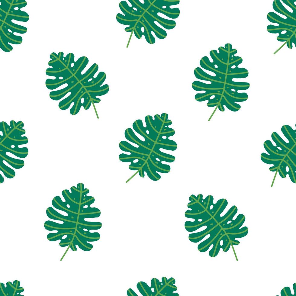 Tropical palm and monstera leaf seamless pattern. background with monstera leaves. Seamless floral pattern. Summer vector illustration. Flat jungle print