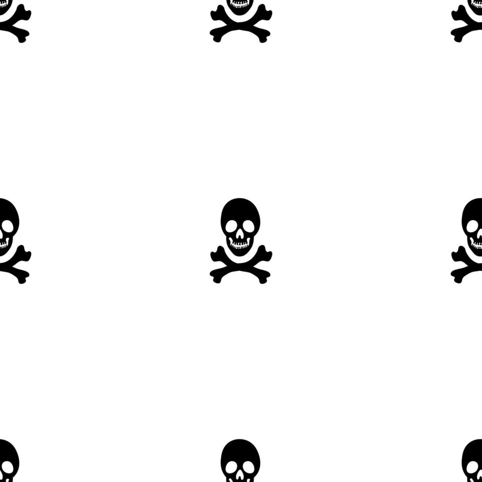 Black skeletons in various poses pattern. Halloween design. Perfect for fall, holidays, fabric, textile. Seamless repeat swatch. vector