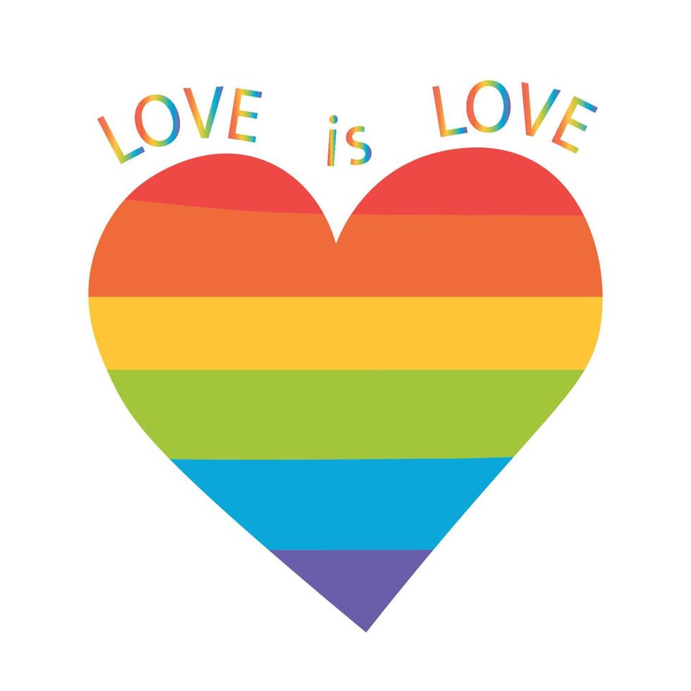 LGBT rainbow with lettering. Love Wins. Poster, card, banner. Vector stock illustration isolated on white background.
