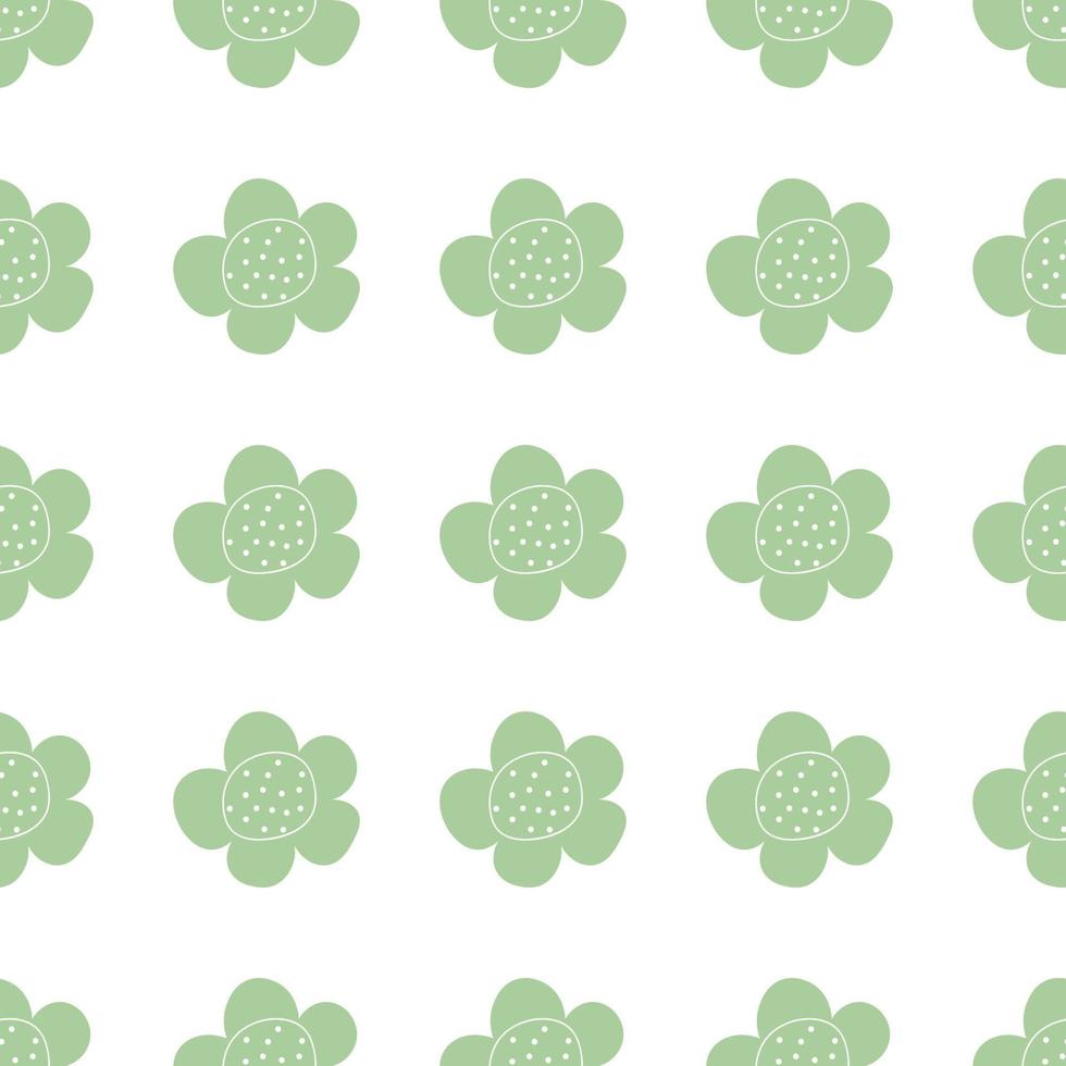 Floral seamless vector pattern with flowers. Spring flora. Simple hand-drawn kids style. Pretty ditsy for fabric, textile, wallpaper. Digital paper in white background