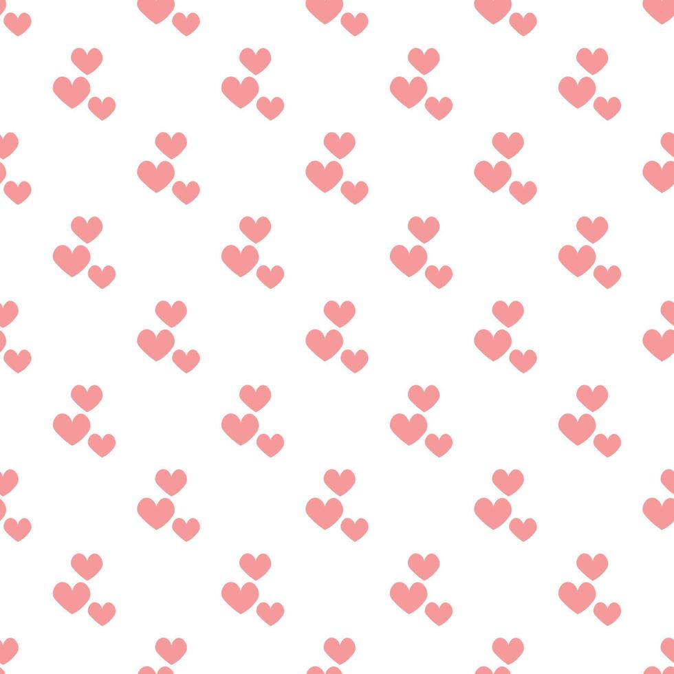 Pink hearts in doodle style. Seamless romantic pattern. Colorful hearts on white vector background. Ready template for design, postcards, print, poster, party, Valentine's day, textile.