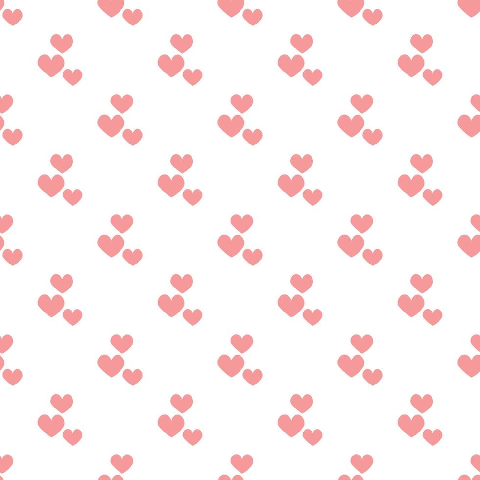 Pink hearts in doodle style. Seamless romantic pattern. Colorful hearts on white vector background. Ready template for design, postcards, print, poster, party, Valentine's day, textile.