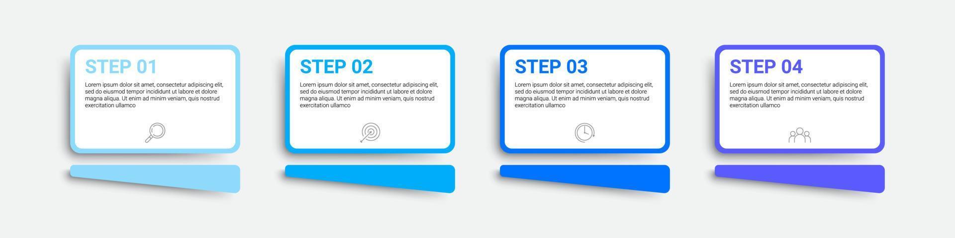 diseño infográfico de línea de tiempo con iconos y 4 opciones o pasos. infografía para el concepto de negocio vector