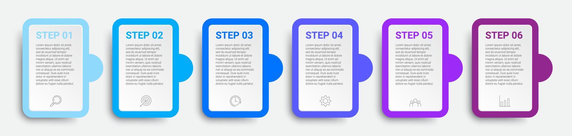 diseño infográfico de línea de tiempo con iconos y 6 opciones o pasos. infografía para el concepto de negocio vector