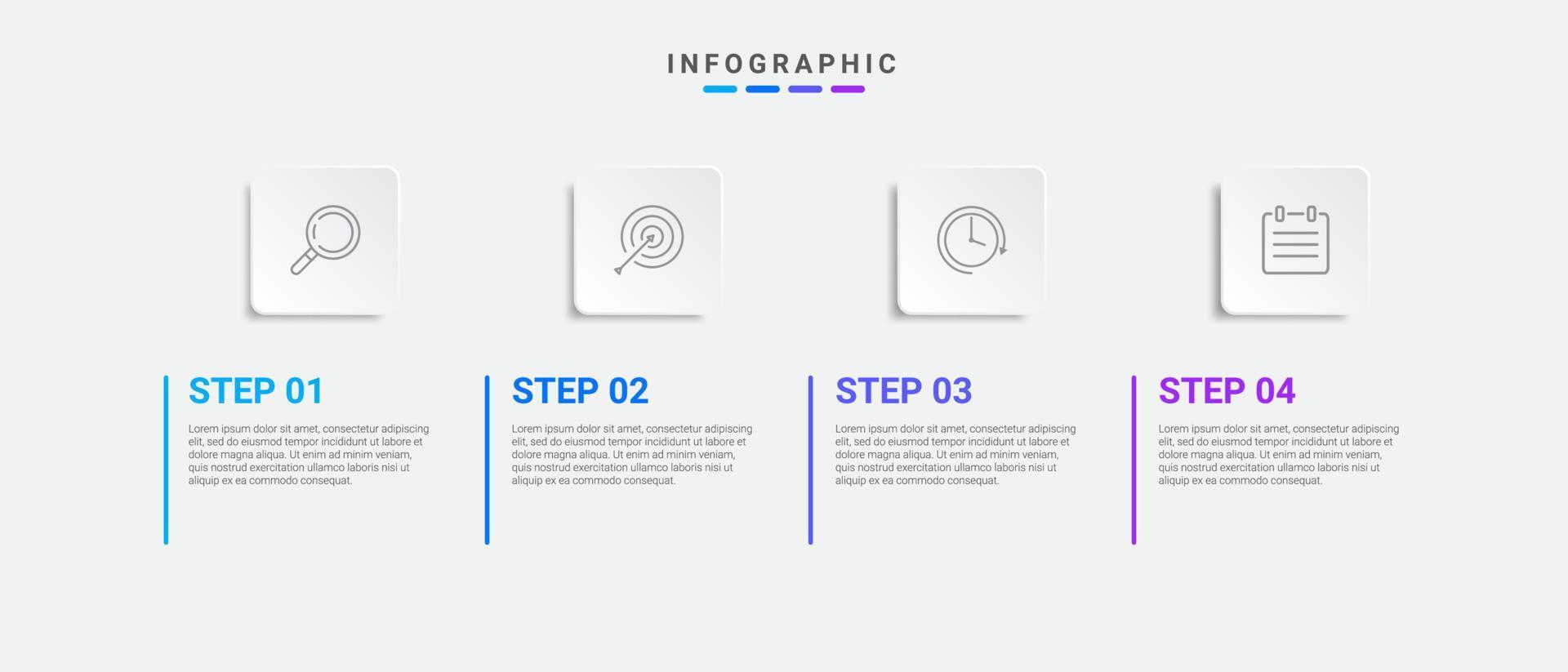 diseño infográfico con iconos y 4 opciones o pasos. infografía para el concepto de negocio vector