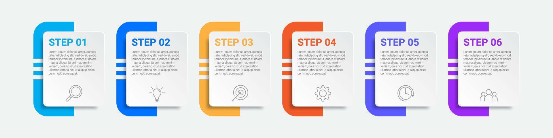 timeline infographic design with icons and 6 options or steps vector