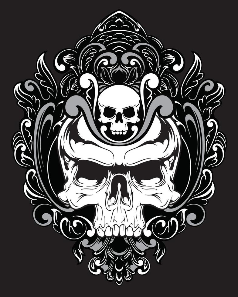 Skull artwork illustration and t shirt design Premium Vector