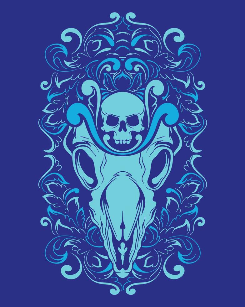 Animal Skull artwork illustration and t shirt design Premium Vector