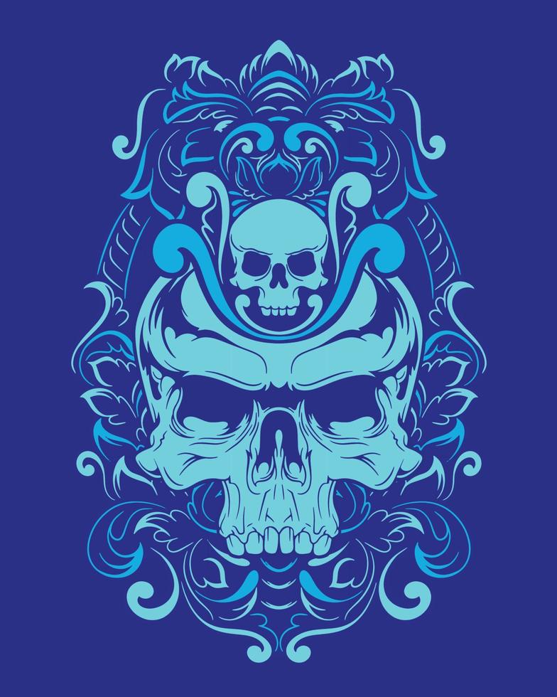 Skull artwork illustration and t shirt design Premium Vector