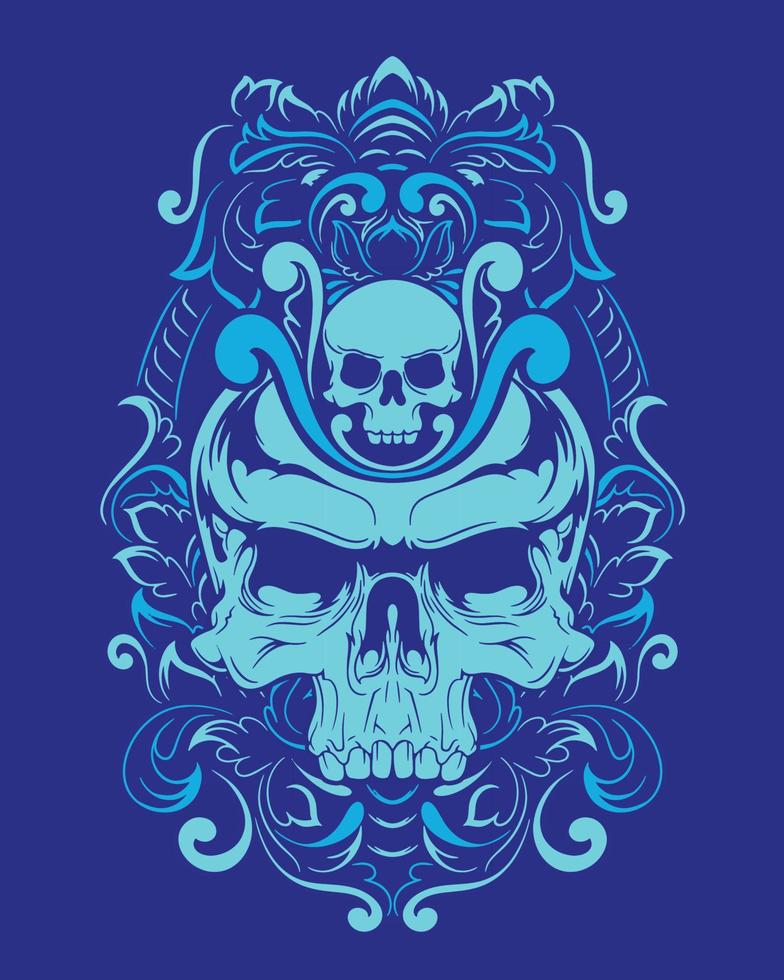 ilustración de ilustraciones de calavera y diseño de camiseta vector premium