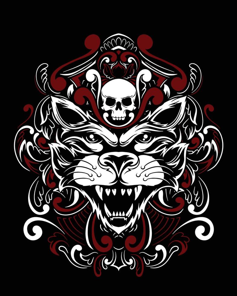 cat artwork illustration and t shirt design Premium Vector