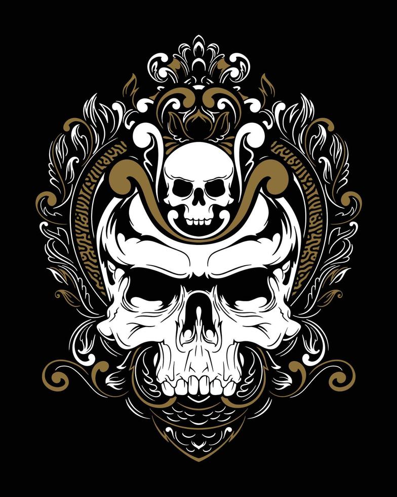 ilustración de ilustraciones de calavera y diseño de camiseta vector premium