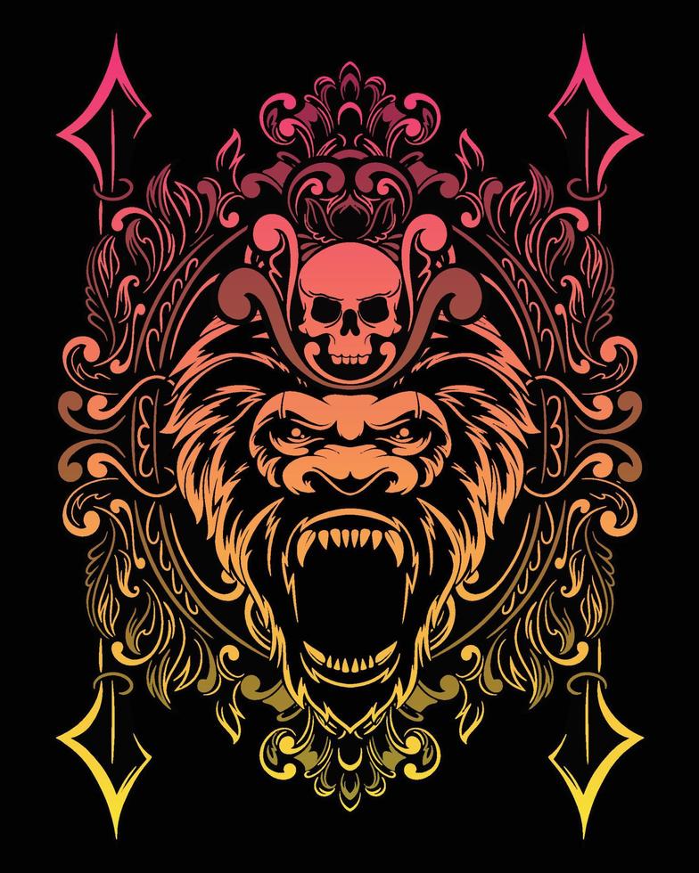 Kong artwork illustration and t shirt design Premium Vector