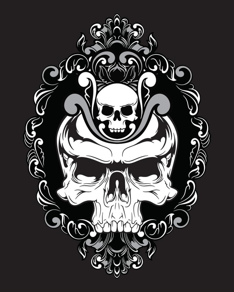 Skull artwork illustration and t shirt design Premium Vector