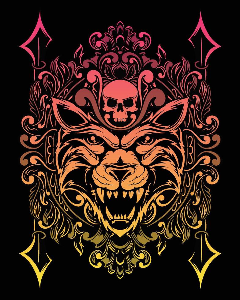 ilustración de ilustraciones de tigre y diseño de camiseta vector premium