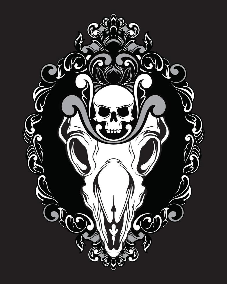 Animal Skull artwork illustration and t shirt design Premium Vector