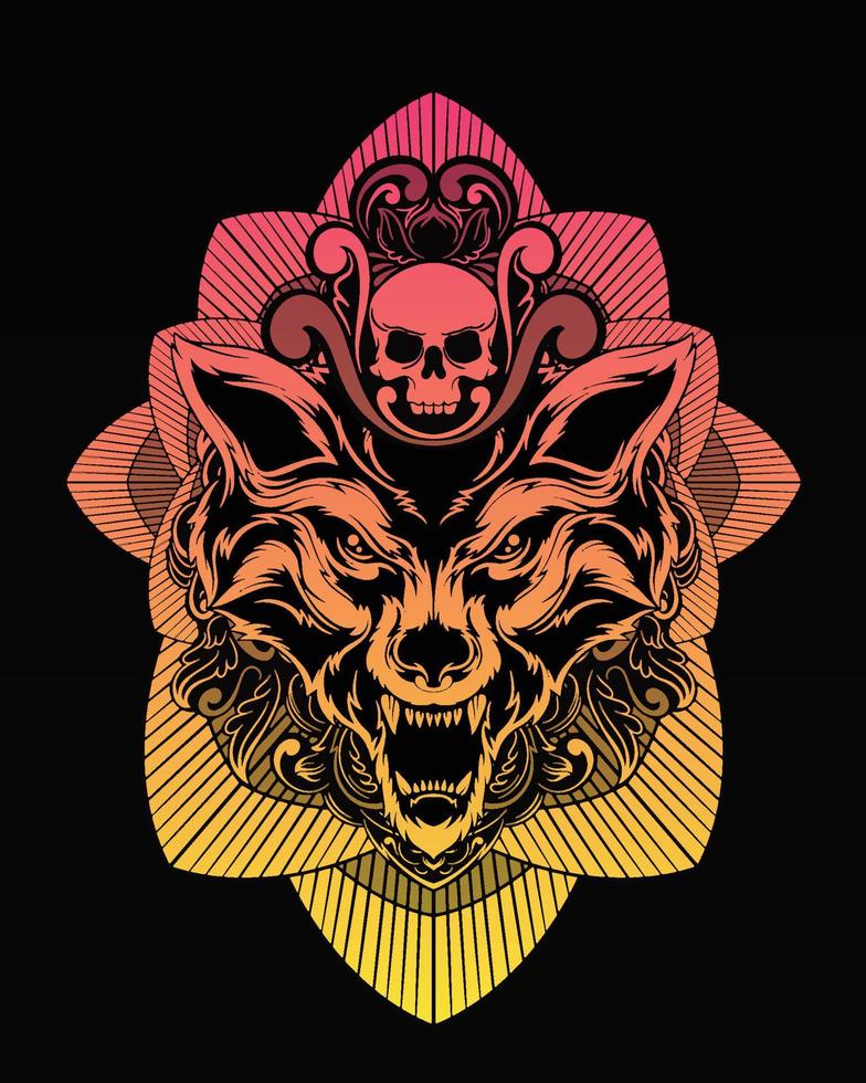 wolf artwork illustration and t shirt design Premium Vector