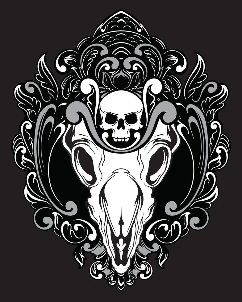 Animal Skull artwork illustration and t shirt design Premium Vector