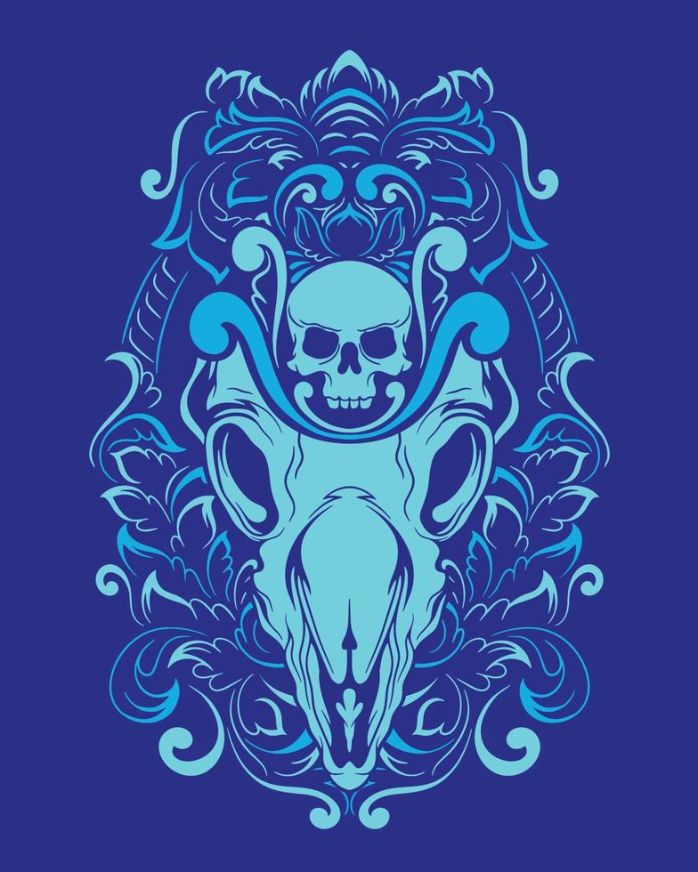 Animal Skull artwork illustration and t shirt design Premium Vector