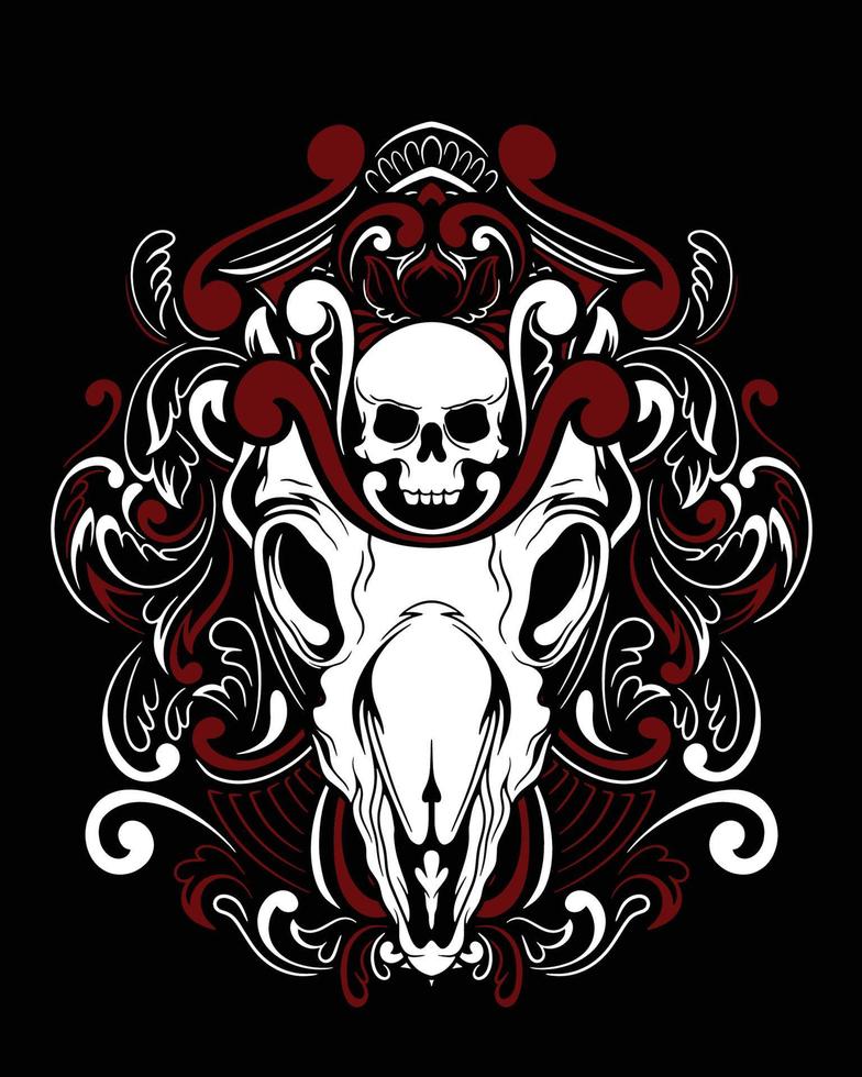 Animal Skull artwork illustration and t shirt design Premium Vector