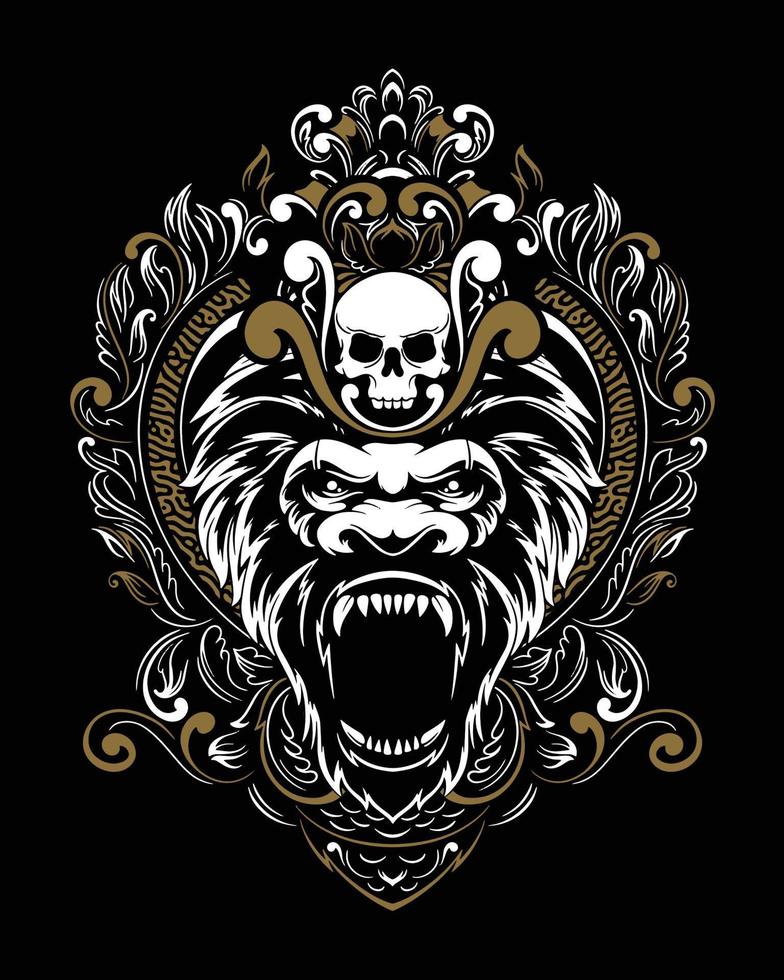 Kong artwork illustration and t shirt design Premium Vector