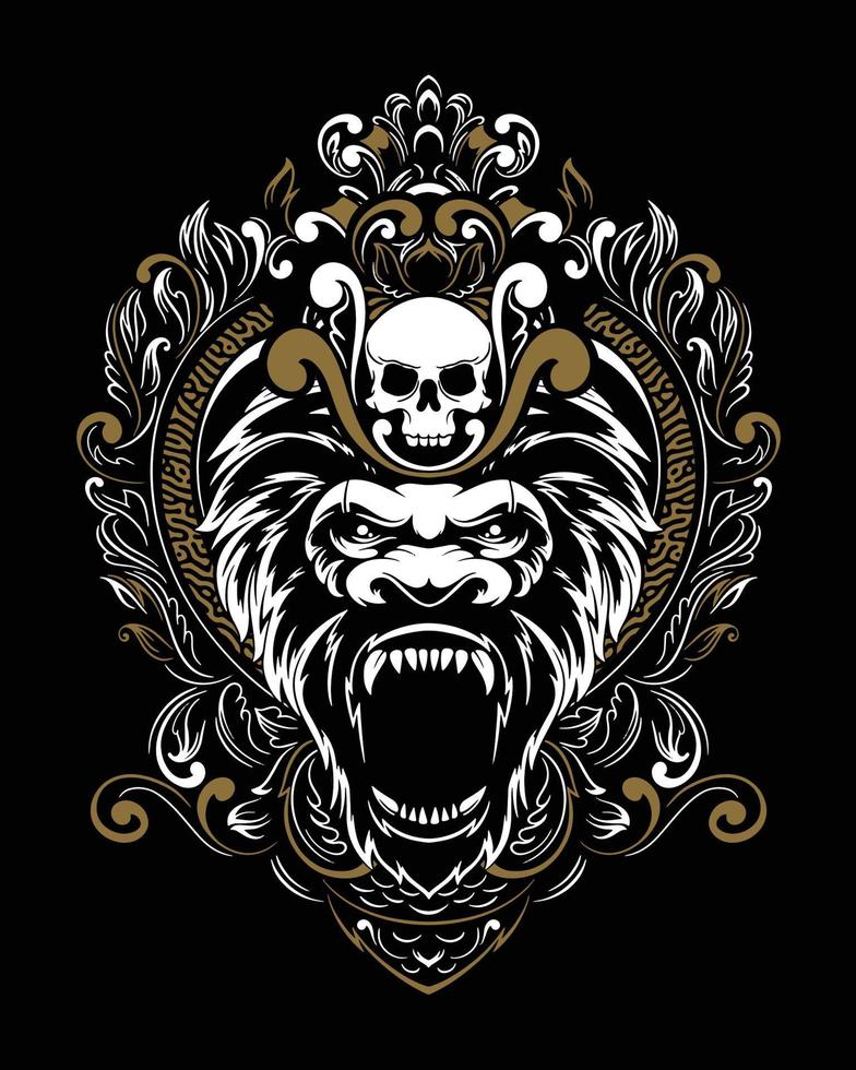 ilustración de arte kong y diseño de camiseta premium vector