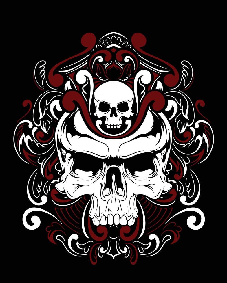 ilustración de ilustraciones de calavera y diseño de camiseta vector premium