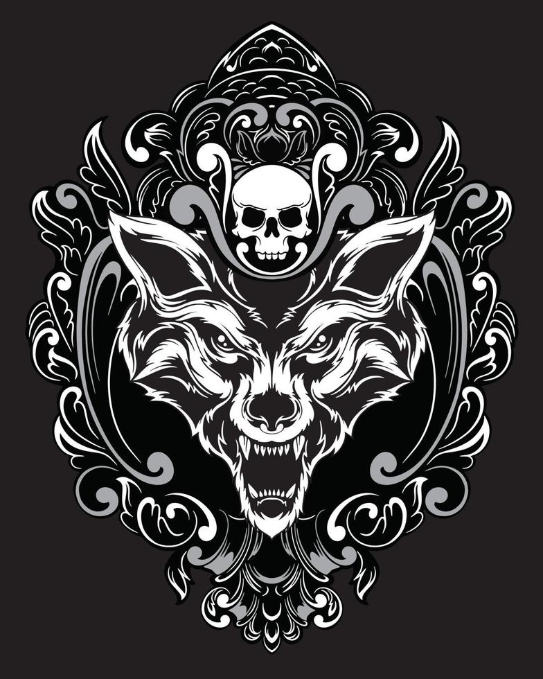 ilustración de ilustraciones de lobo y diseño de camiseta vector premium