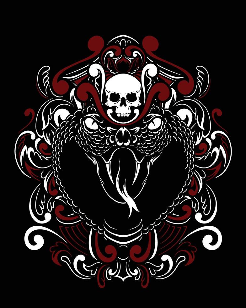 ilustración de ilustraciones de serpiente víbora y diseño de camiseta vector premium