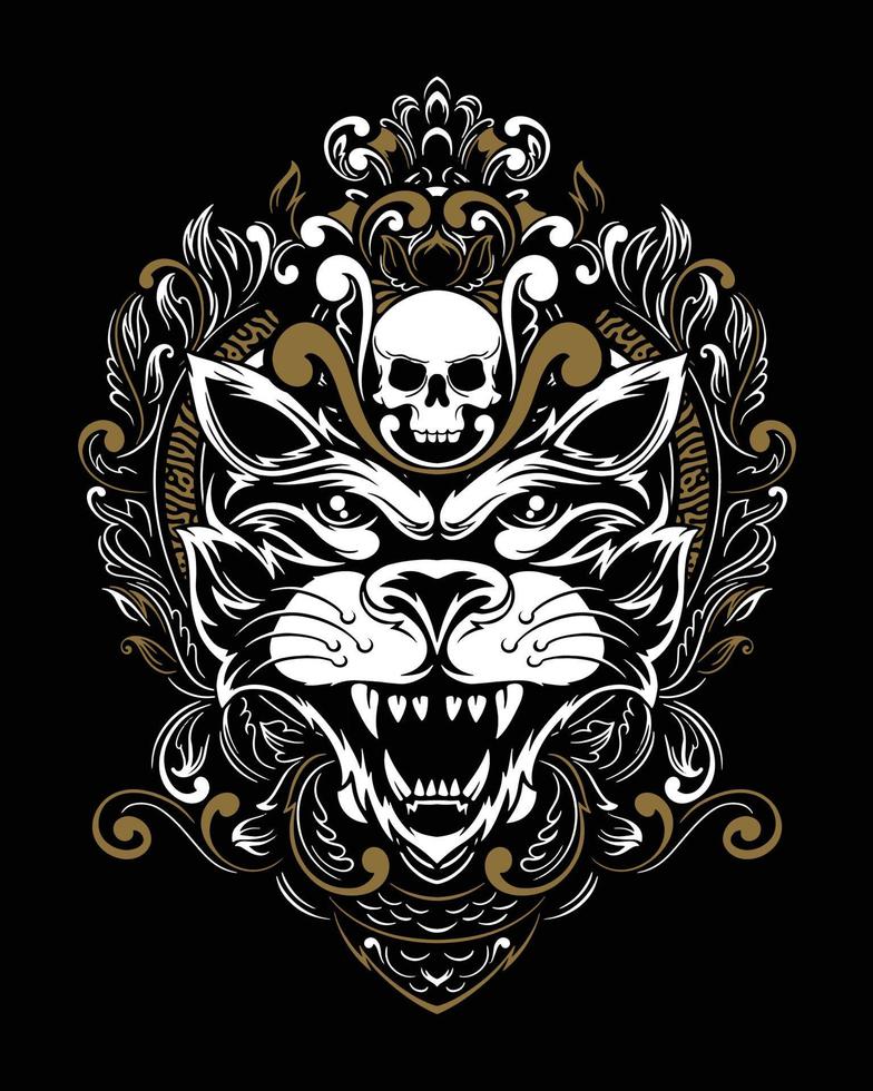 cat artwork illustration and t shirt design Premium Vector