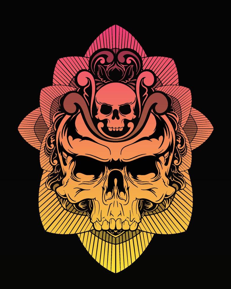 ilustración de ilustraciones de calavera y diseño de camiseta vector premium