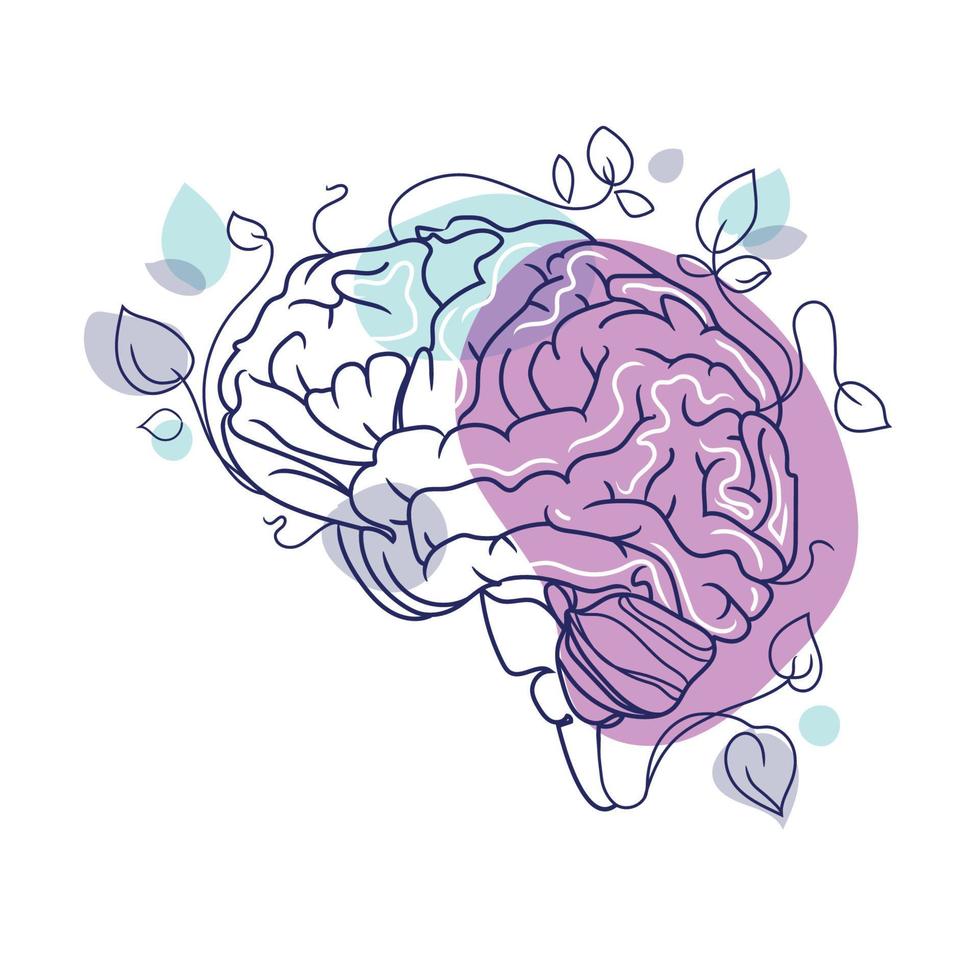 Human brain in Abstract art minimalistic style vector illustration