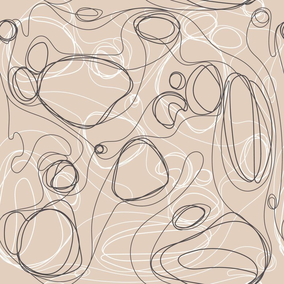 patrón abstracto sin costuras con garabato sobre fondo beige. fondo vectorial de dibujo a mano, textura de arte lineal, estilo contemporáneo. gran diseño para impresión, papel tapiz, textil, etc. vector