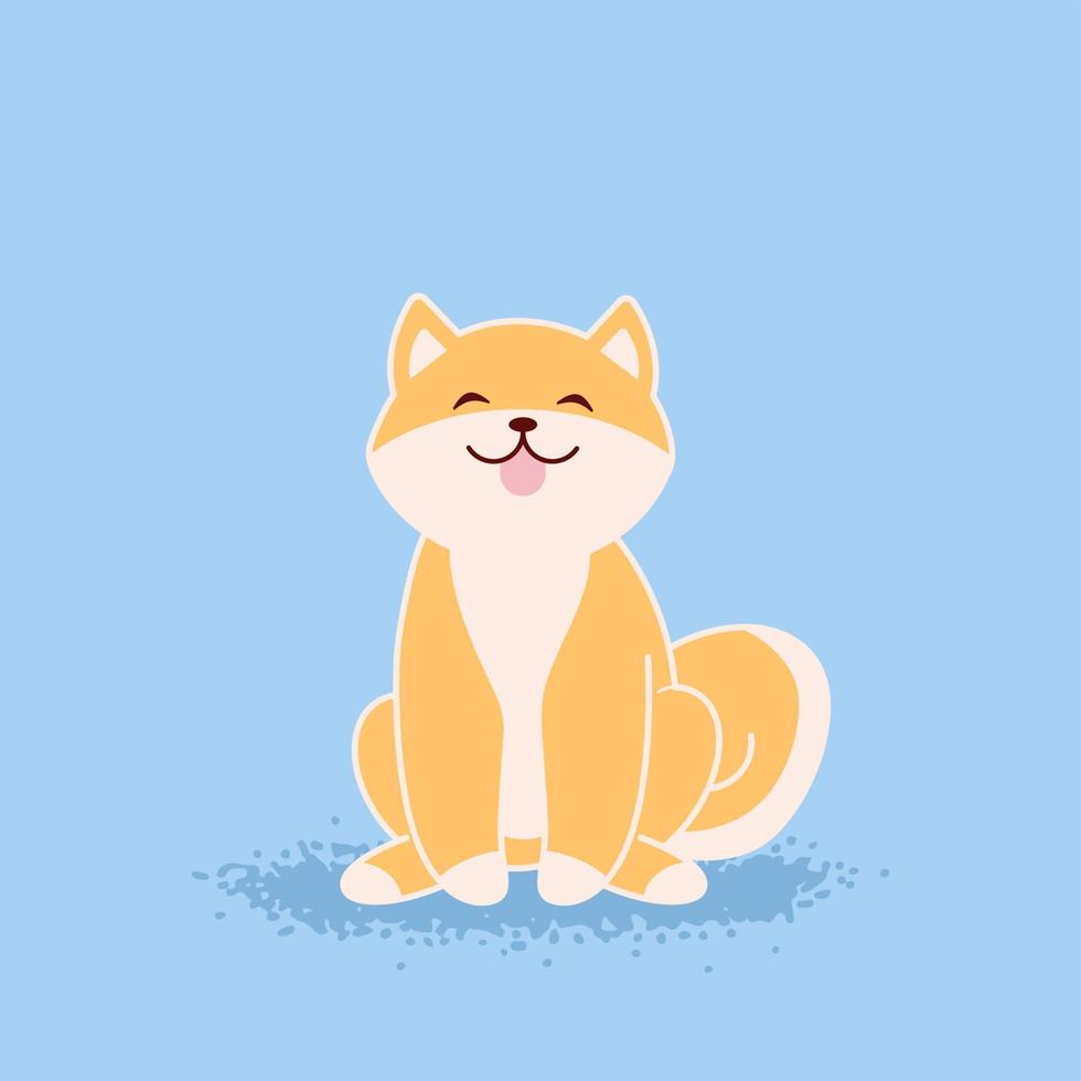 Illustration of a dog. Funny kawaii shiba inu. Sitting shiba inu. vector