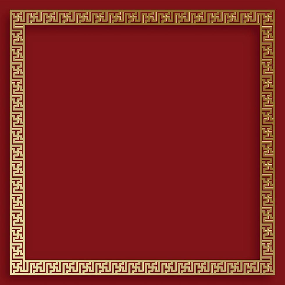 Chinese frame with oriental Asian elements on color background vector