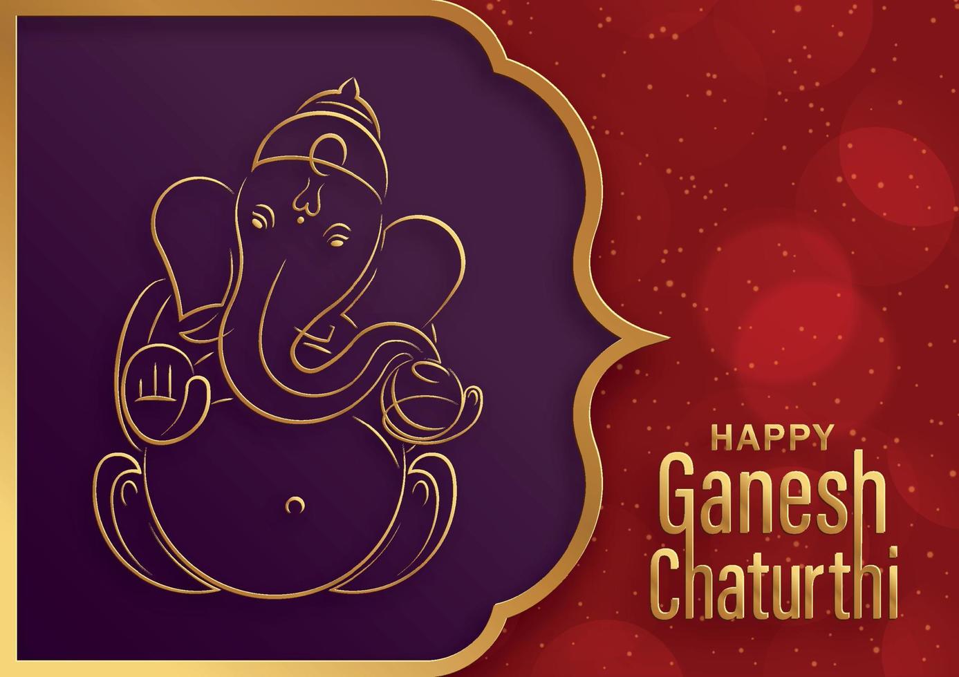 feliz festival de ganesh chaturthi con la ilustración del señor dorado ganesha vector