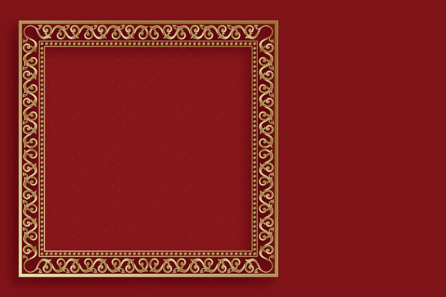 Chinese frame with oriental Asian elements on color background vector