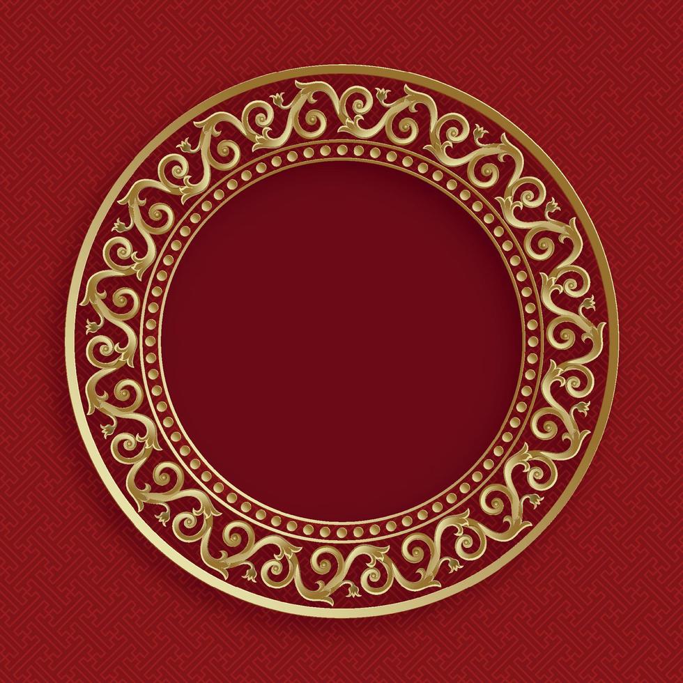 Chinese frame with oriental Asian elements on color background vector