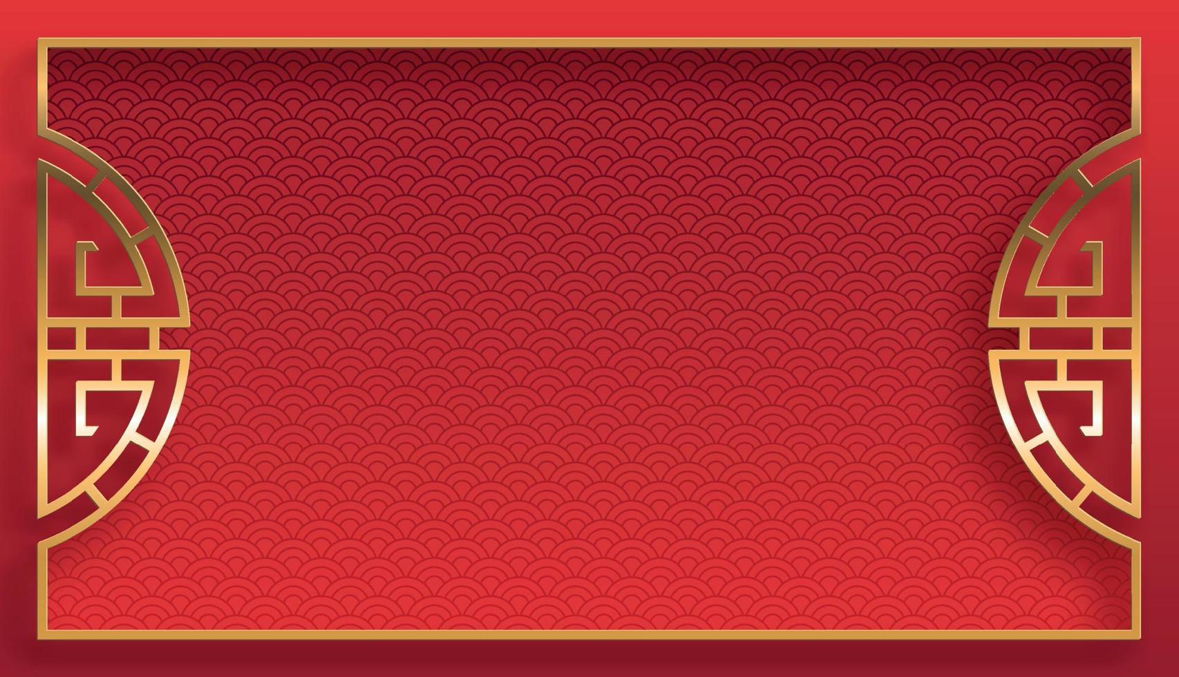 Chinese frame with oriental Asian elements on color background vector