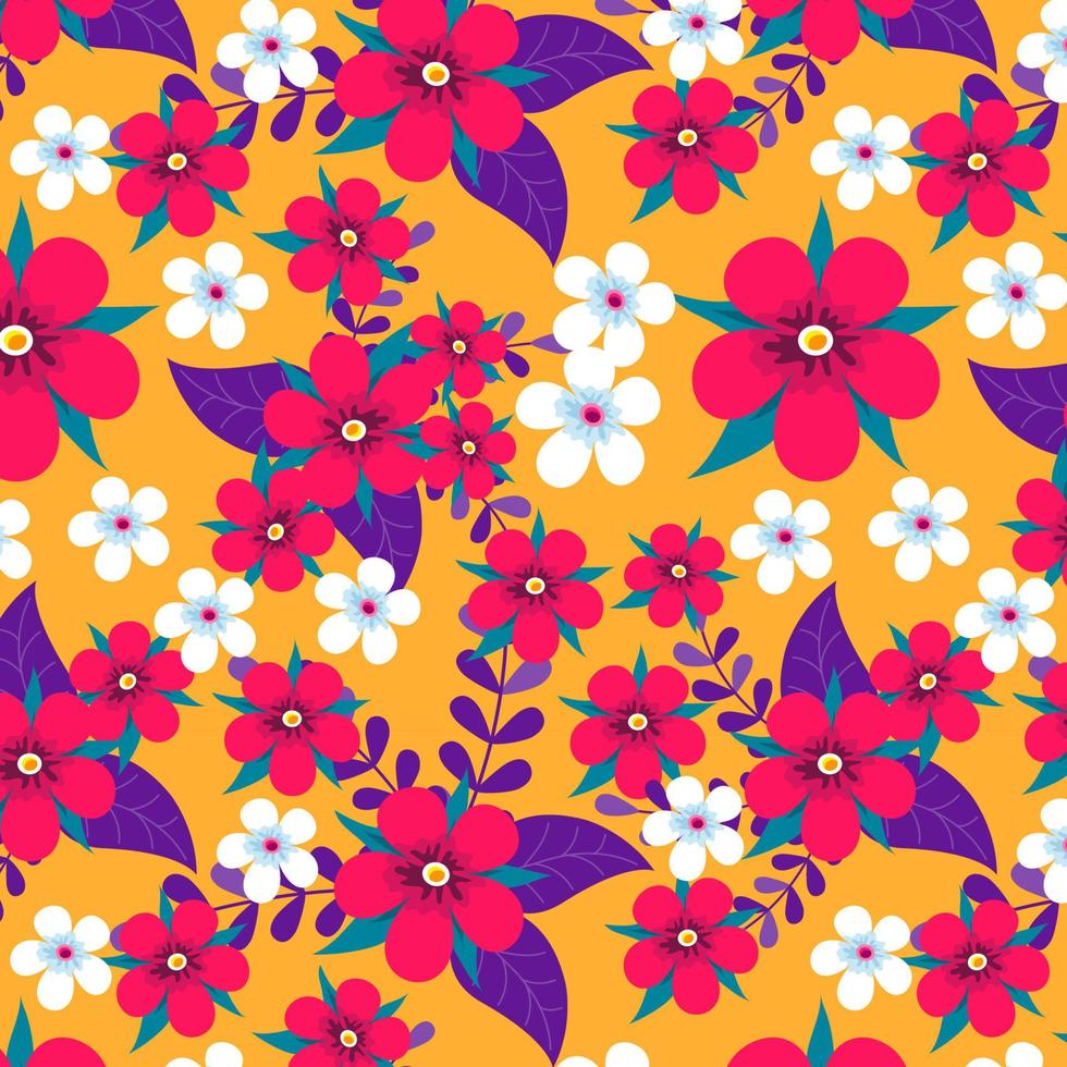 Colorful hand draw flowers seamless pattern for fabric textile wallpaper vector