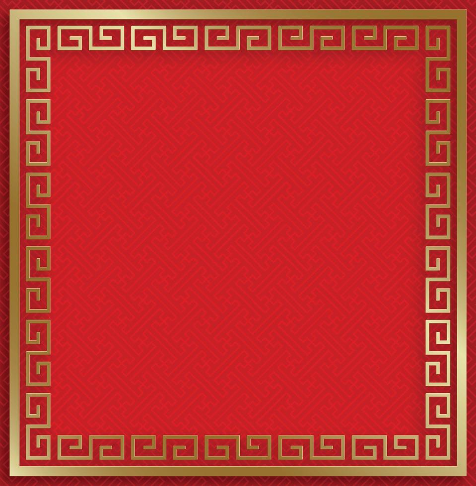 Chinese frame with oriental Asian elements on color background vector