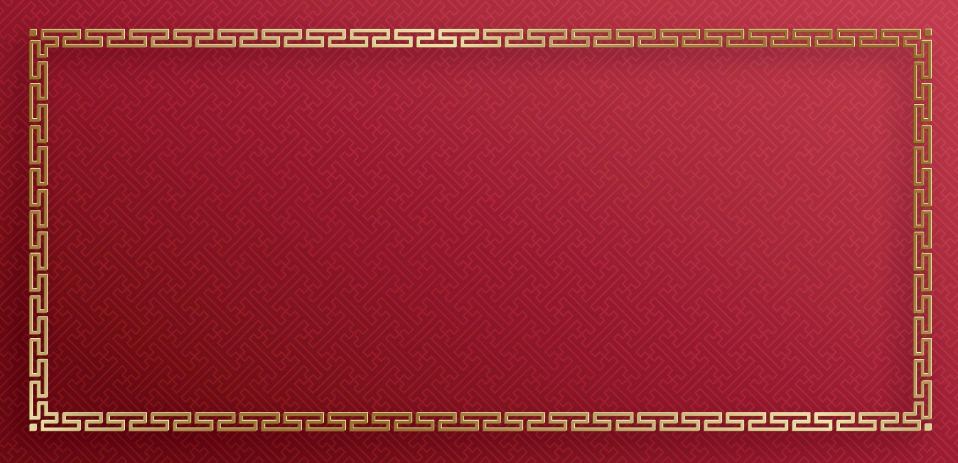 Chinese frame with oriental Asian elements on color background vector