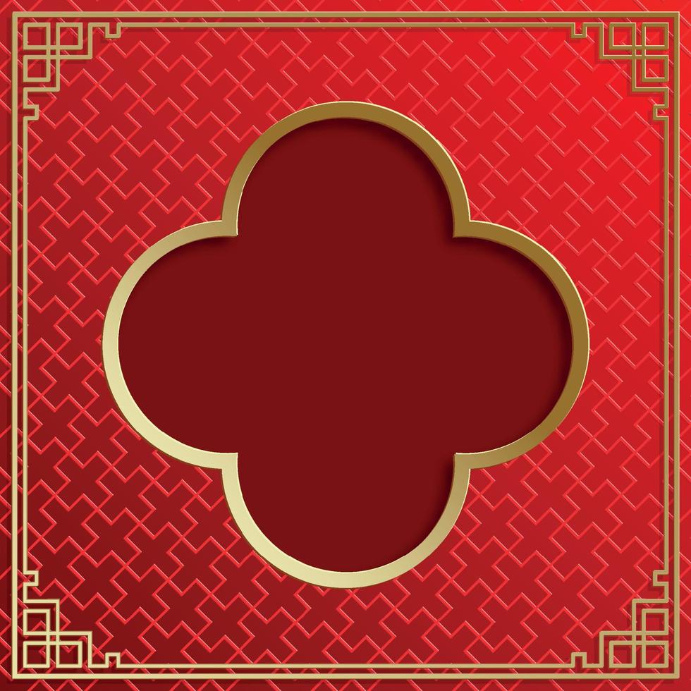 Chinese frame with oriental Asian elements on color background, vector
