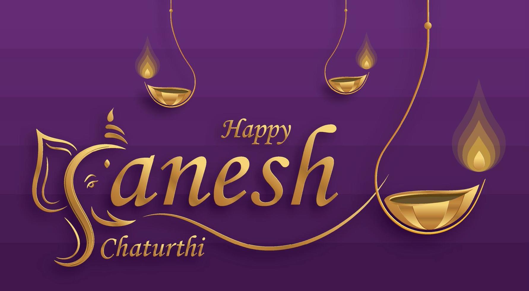 Happy festival of Ganesh Chaturthi with gold lord Ganesha illustration vector