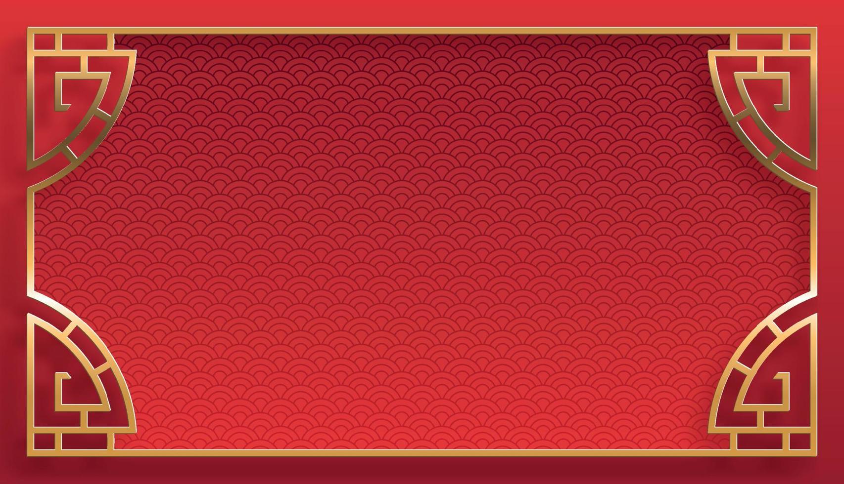 Chinese frame with oriental Asian elements on color background vector