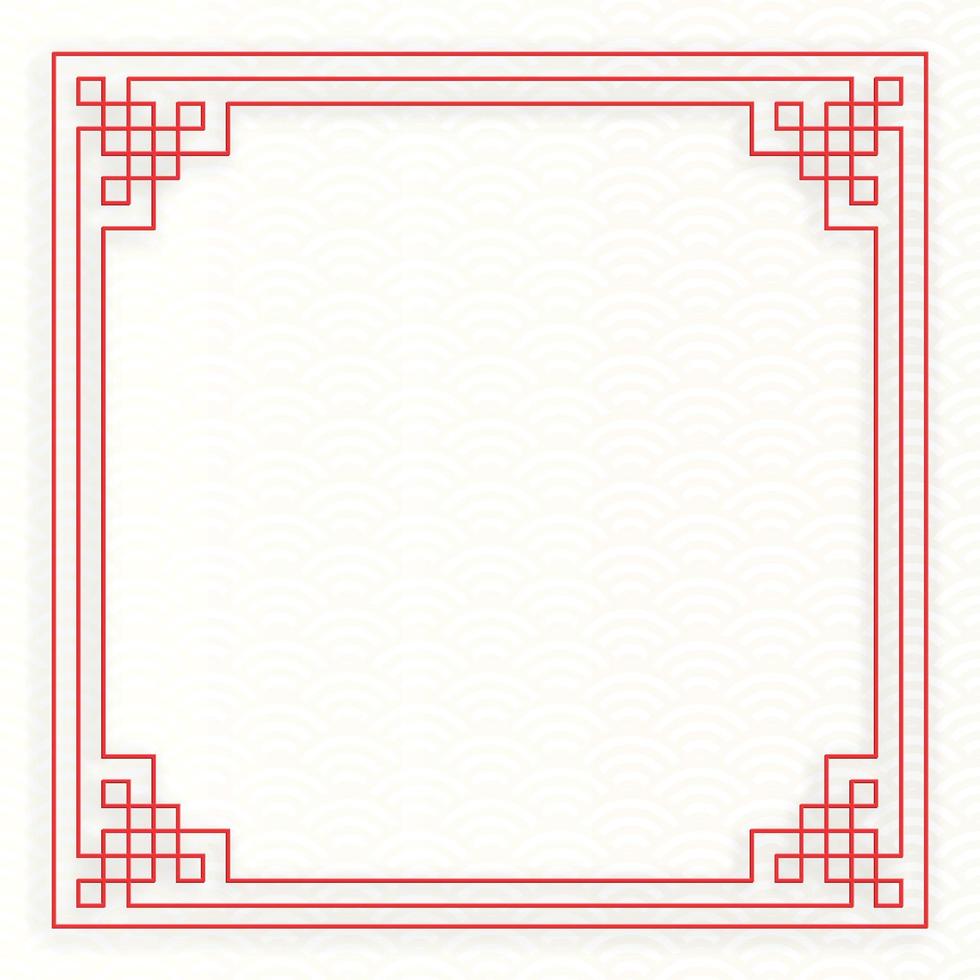 Chinese frame with oriental Asian elements on color background vector