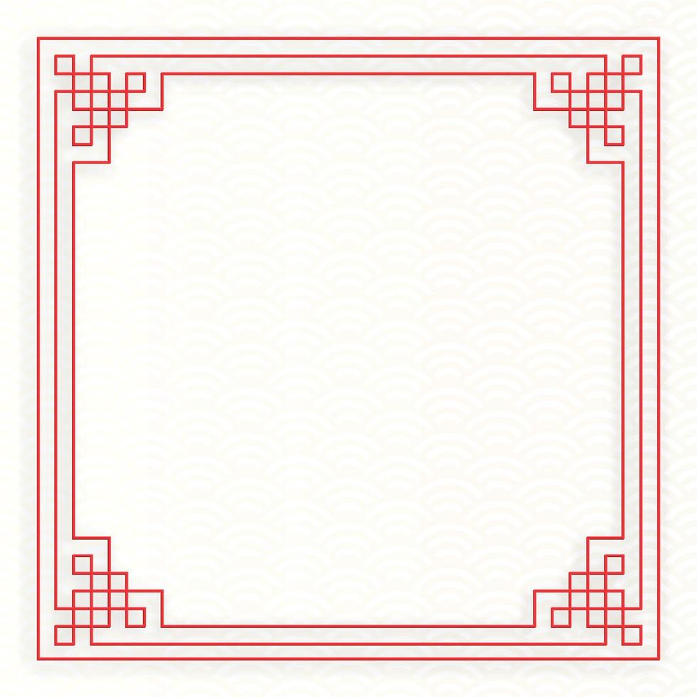 Chinese frame with oriental Asian elements on color background vector