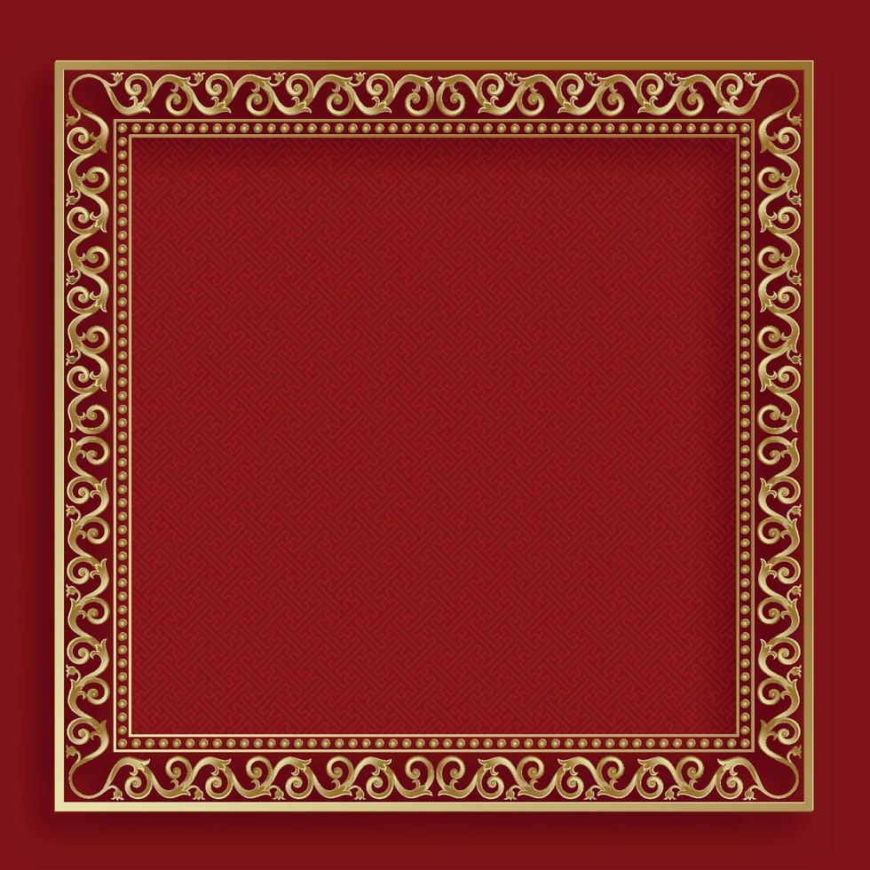 Chinese frame with oriental Asian elements on color background vector