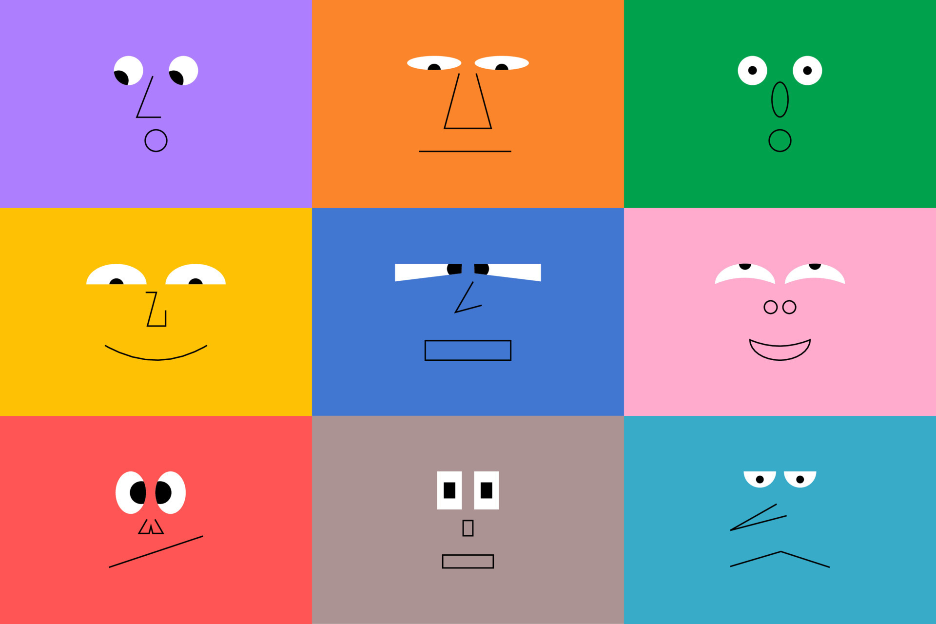 Colorful avatar design set, modern flat cartoon character collection in  simple doodle art style for psychology concept or social reaction. 8362476  Vector Art at Vecteezy