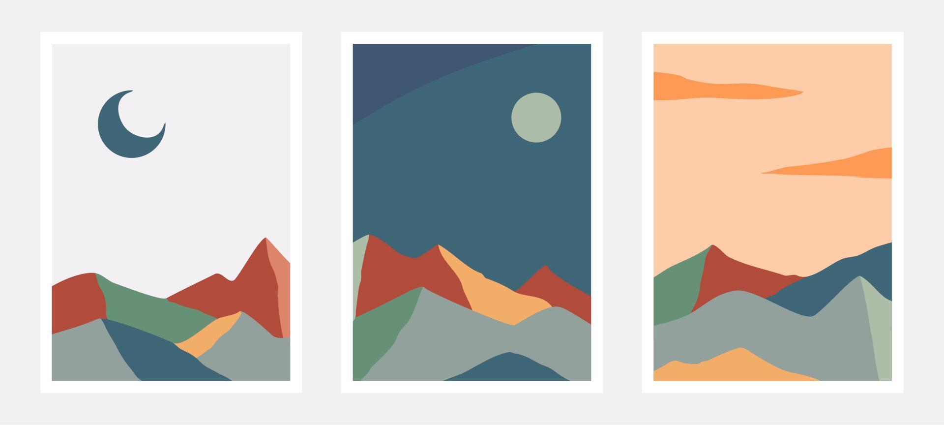 japanese art print mountain. Mountain art print. Wall art japanese mountain vector